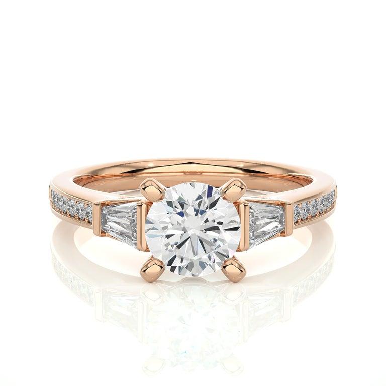 For Sale:  Elegant Moissanite Engagement Women Ring in Rose Gold Plated 925 Silver 8