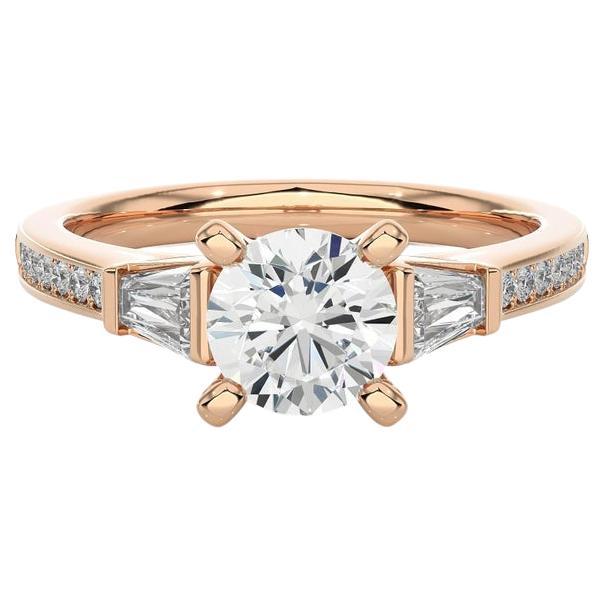 For Sale:  Elegant Moissanite Engagement Women Ring in Rose Gold Plated 925 Silver