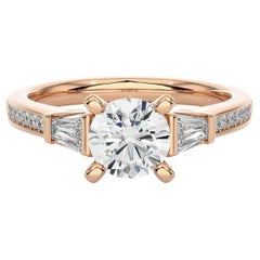 Élégante bague de fiançailles pour mère en or rose plaqué argent 925