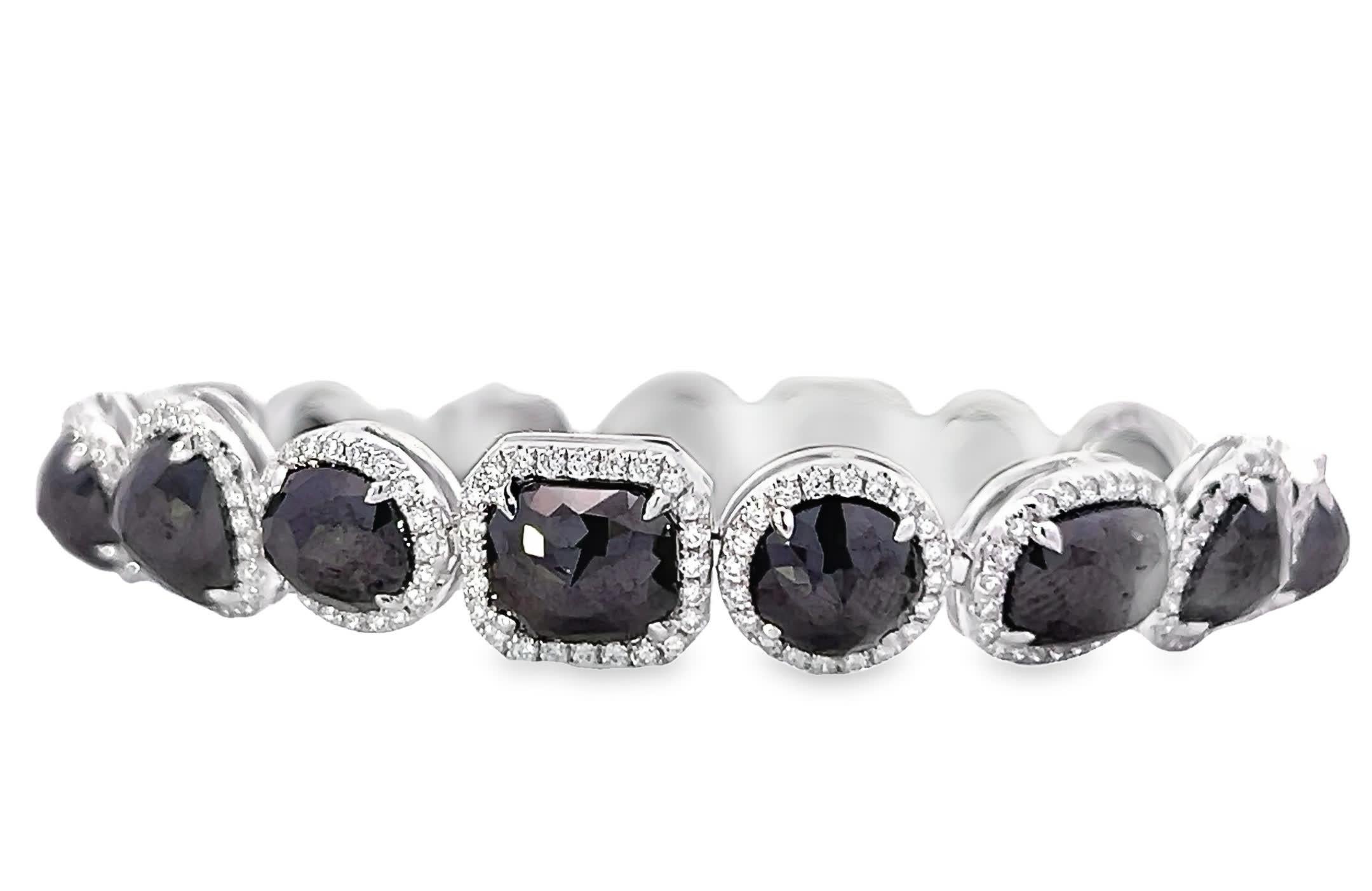 Elegant Monochrome Glamour – Black & White Diamond Bracelet in Sterling Silver