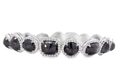 Elegance Monochrome Glamour - Bracelet de diamants noirs et blancs en argent sterling