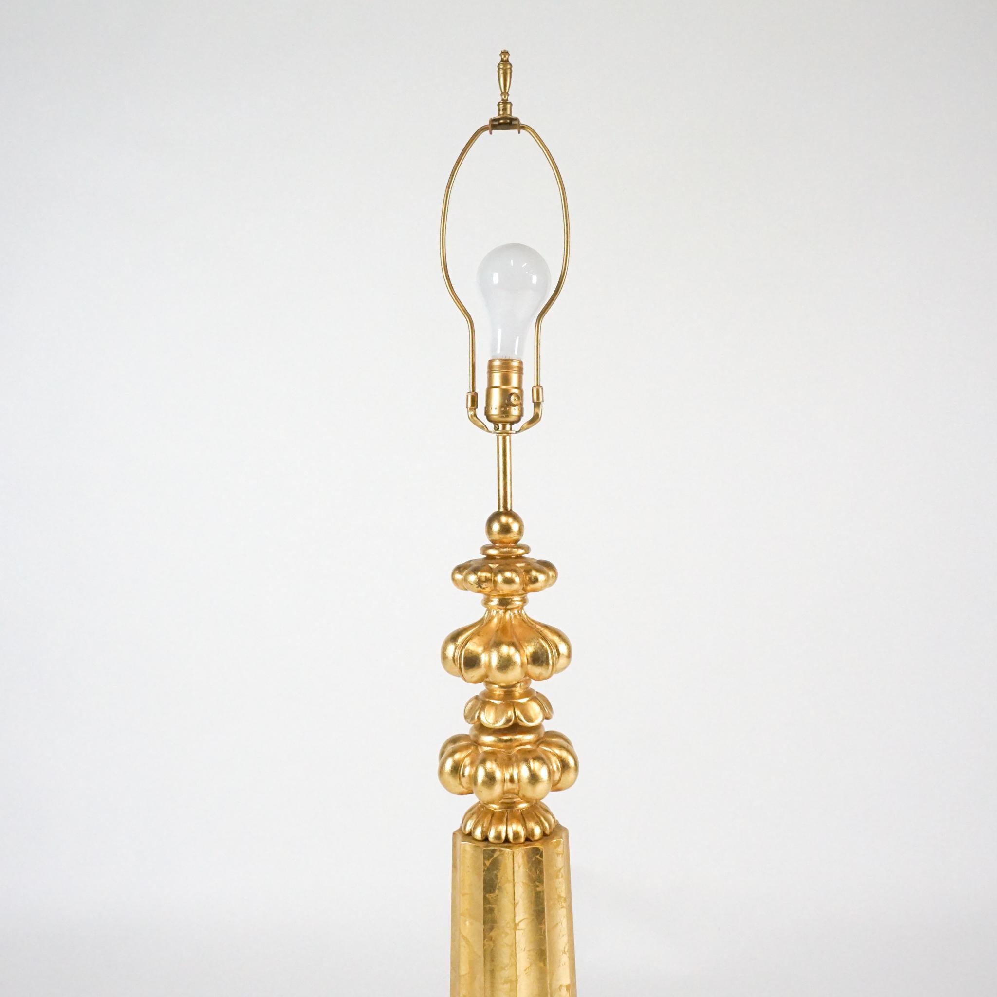 Elegant Monumental & Heavy Gold Leaf Lamp with Decorative Shade, Tommi Parzinger 7