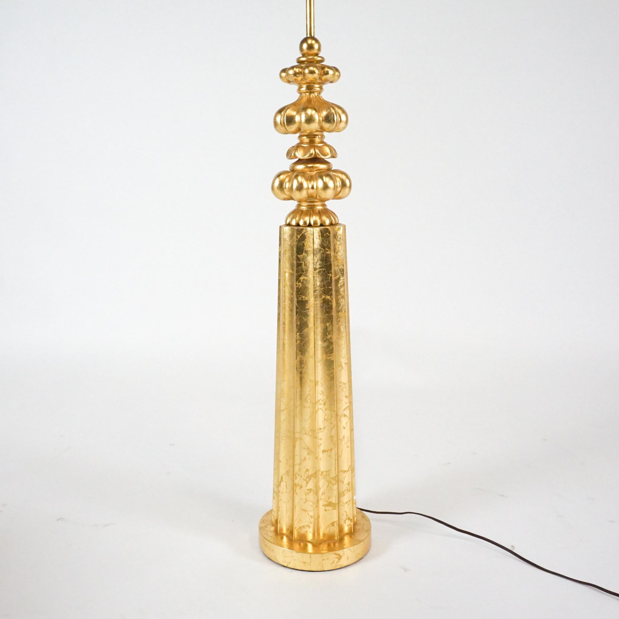 Elegant Monumental & Heavy Gold Leaf Lamp with Decorative Shade, Tommi Parzinger 8