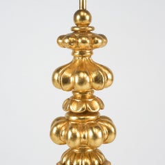 Elegant Monumental & Heavy Gold Leaf Lamp with Decorative Shade, Tommi Parzinger