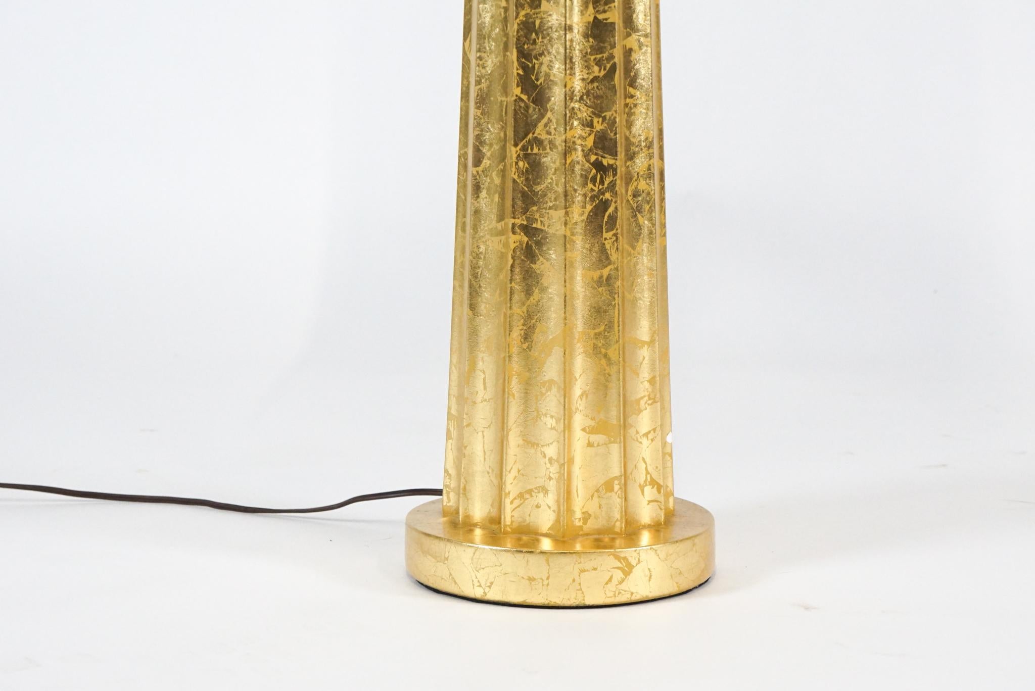 Elegant Monumental & Heavy Gold Leaf Lamp with Decorative Shade, Tommi Parzinger 3
