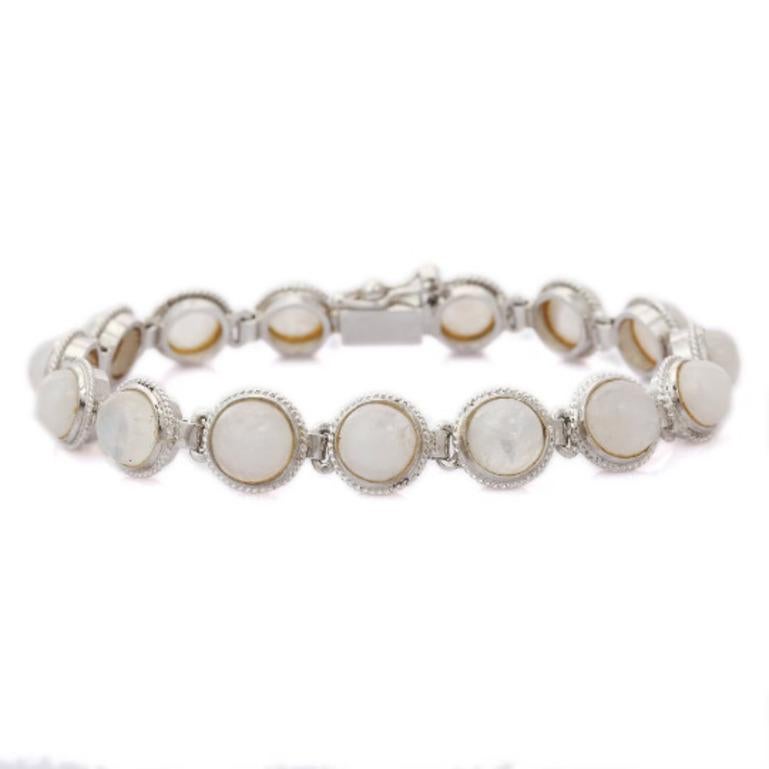 Beautifully handcrafted Elegant Moonstone Sterling Silver Everyday Bracelet, designed with love, including handpicked luxury gemstones for each designer piece. Grab the spotlight with this exquisitely crafted piece. Inlaid with natural moonstone