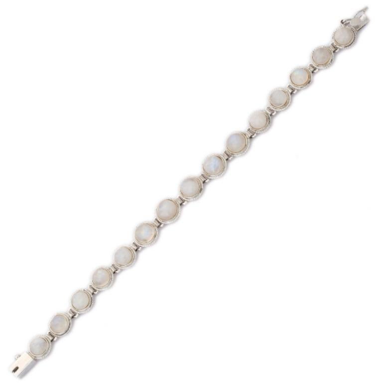Elegant Moonstone Sterling Silver Everyday Tennis Bracelet for Mom Gift Jewelry In New Condition For Sale In New York, NY