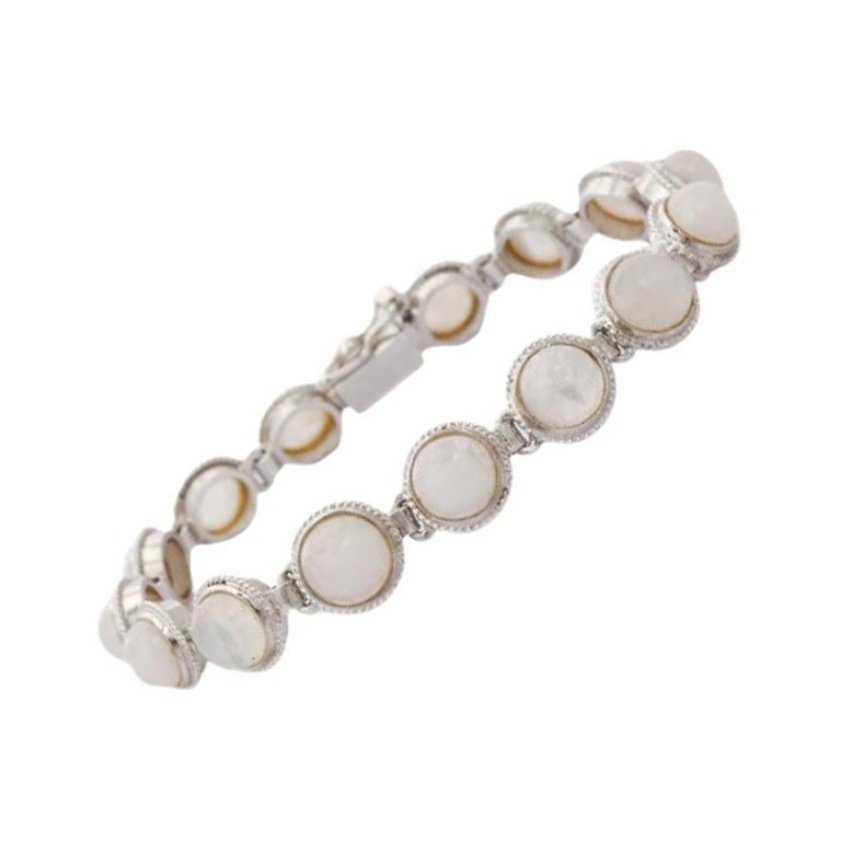 Elegant Moonstone Sterling Silver Everyday Tennis Bracelet for Mom Gift Jewelry For Sale