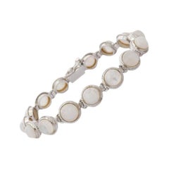 Elegance Moonstone Sterling Silver Everyday Tennis Bracelet for Mom Gift Jewelry (Bracelet de tennis en argent pour maman)