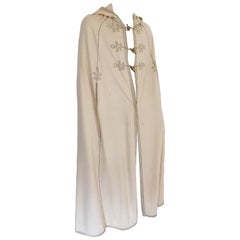 Vintage Elegant Moroccan Caftan Hooded Wool Burnous Cape, circa 1970