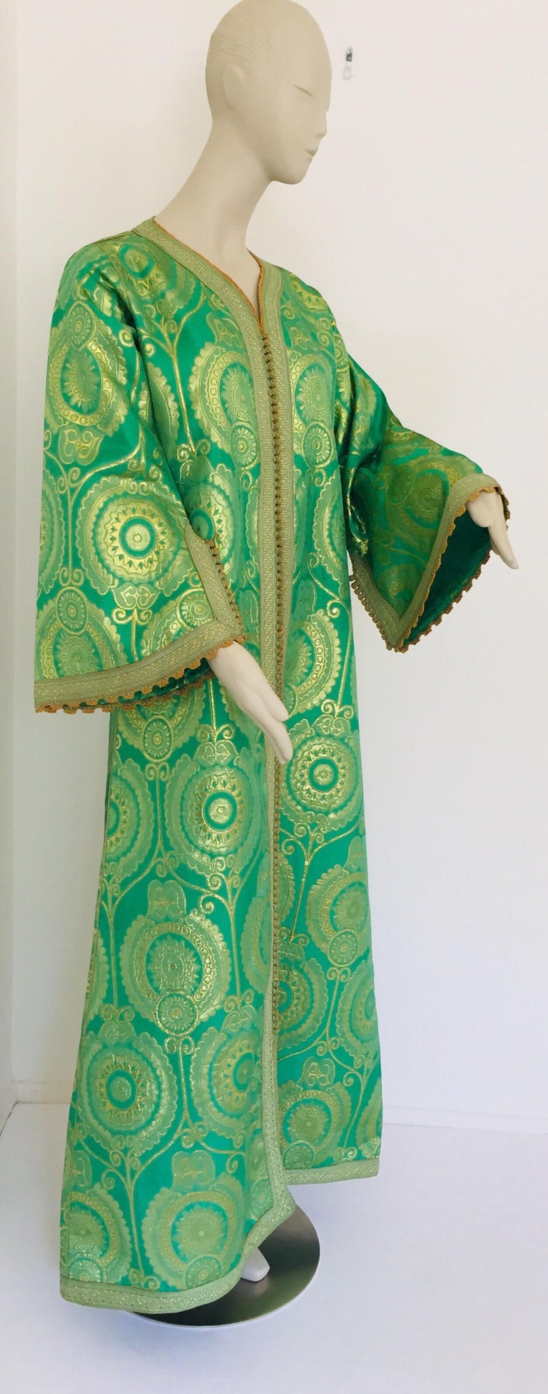 Moss green Manga caftan with gold main image 1