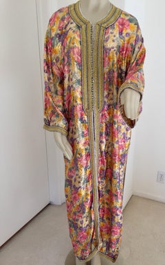 Vintage Moroccan Caftan Metallic Floral Silk Brocade