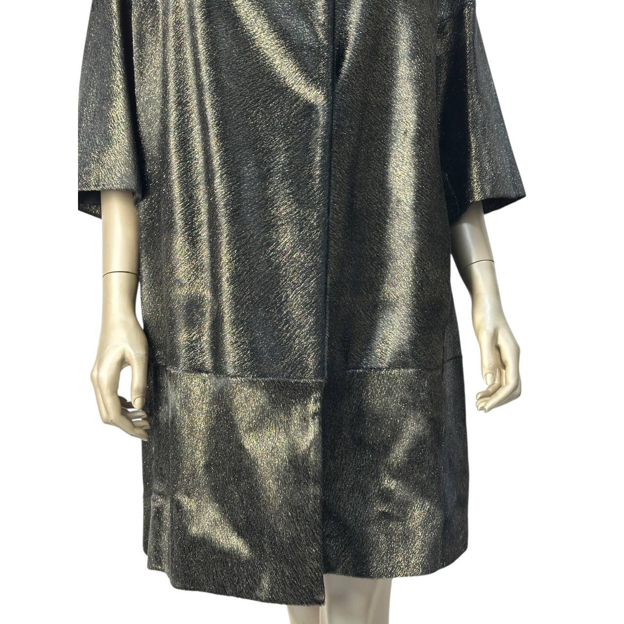 Noir Elegant Moschino Fur & Leather Coat - IT Size 42 en vente