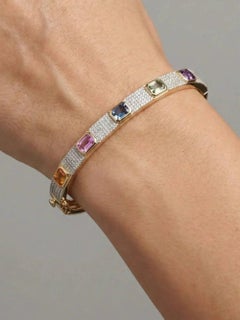 0.96ct Diamond & Multi-Gemstone 14K Yellow Gold Bracelet