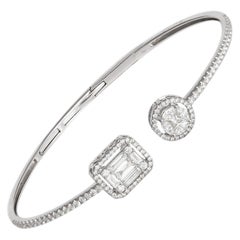 Elegant Multi Shape Diamonds 1.44 cts 18k White Gold Open Cuff Bracelet 17 Elegant Multi Shape Diamonds 1.44 cts 18k White Gold Open Cuff Bracelet 17