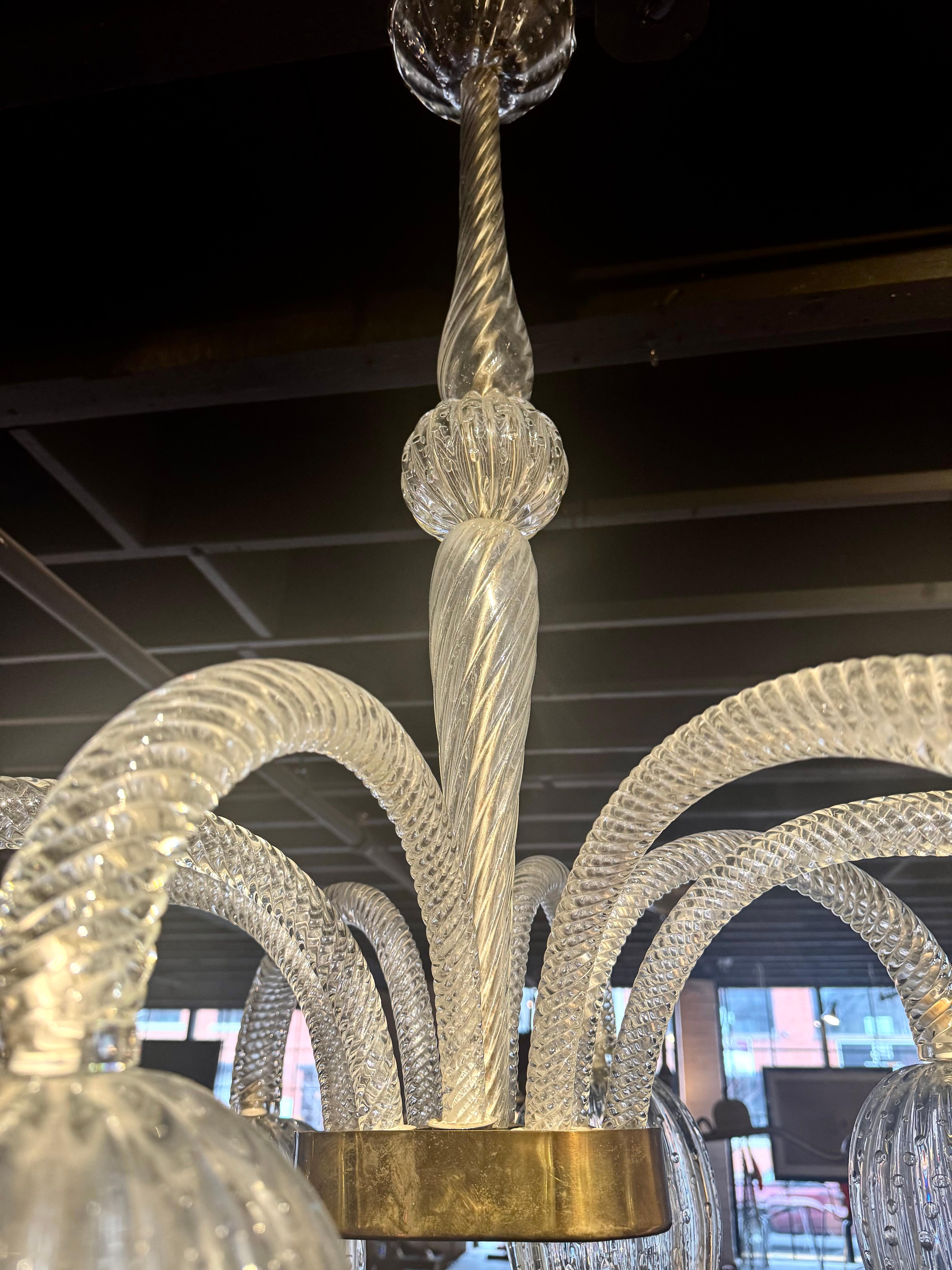 Elegante  Lampadario di Murano a 8 bracci di Seguso Venezia, anni '70 in vendita 2