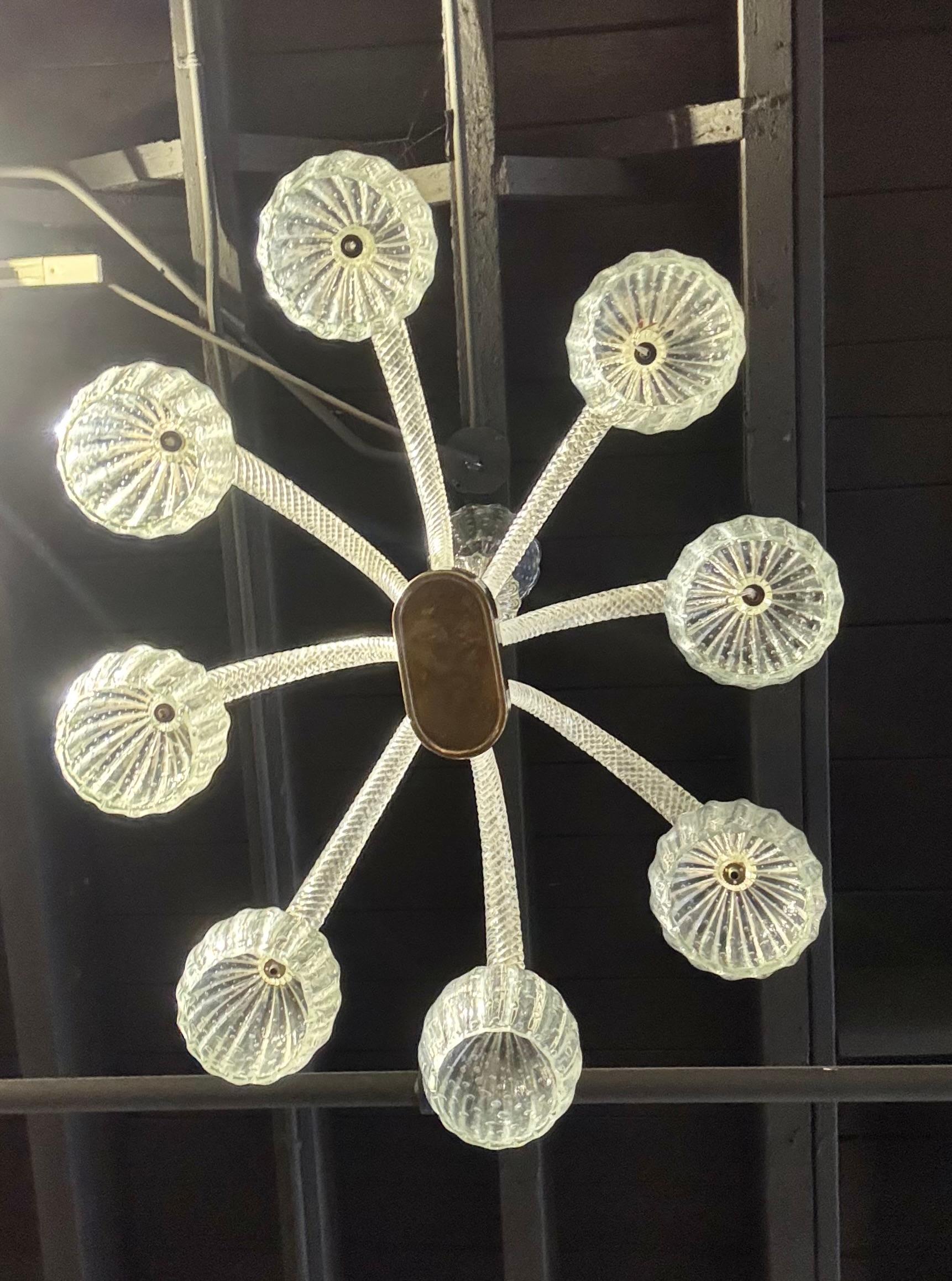 Elegante  Lampadario di Murano a 8 bracci di Seguso Venezia, anni '70 in vendita 4