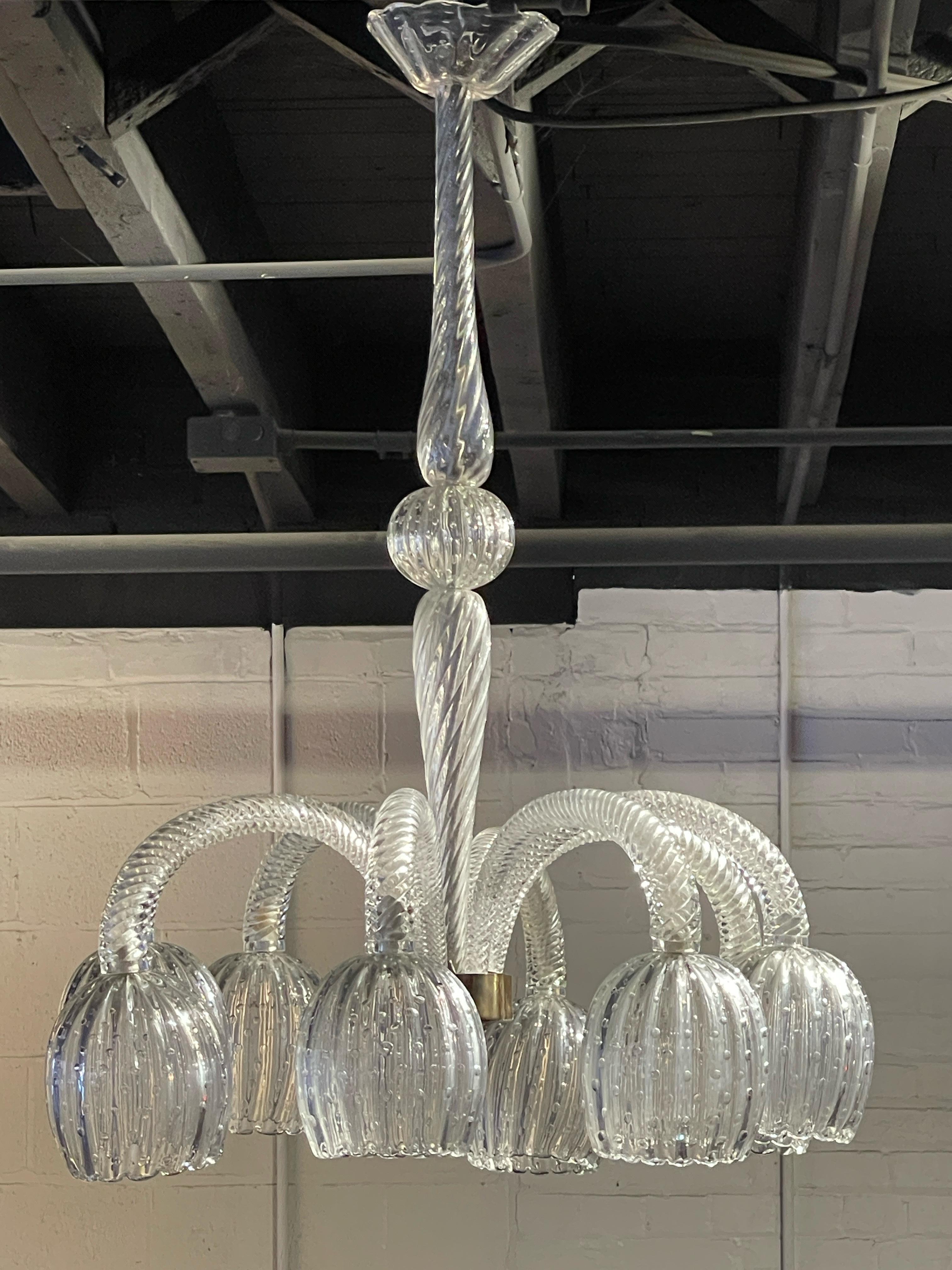 Mid-Century moderno Elegante  Lampadario di Murano a 8 bracci di Seguso Venezia, anni '70 in vendita