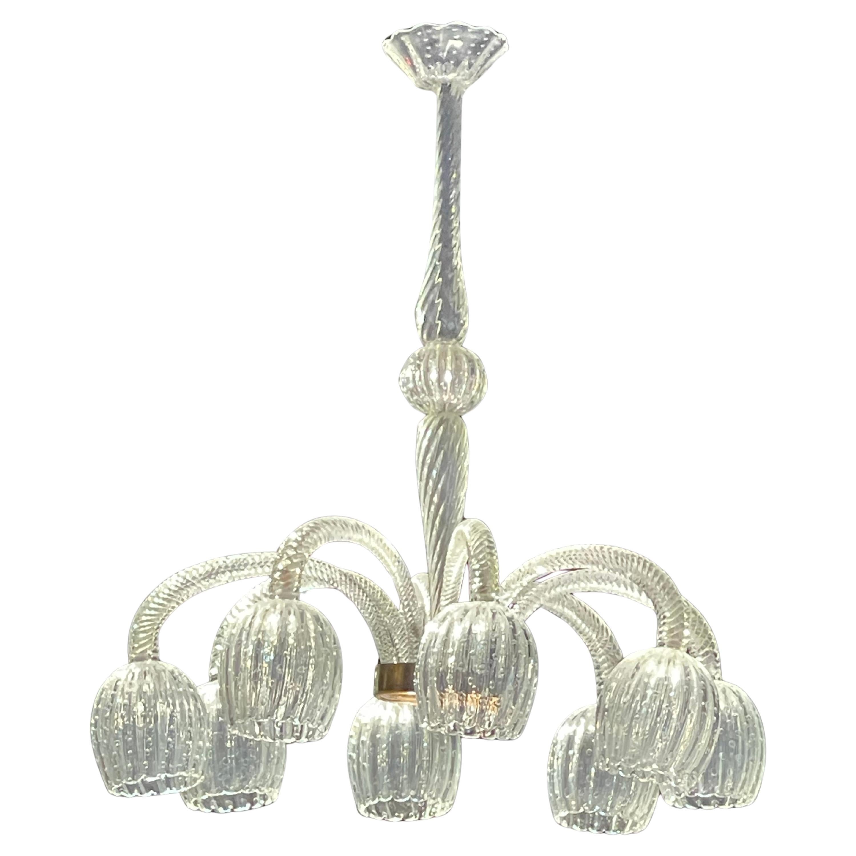 Elegante  Lampadario di Murano a 8 bracci di Seguso Venezia, anni '70