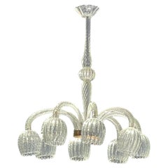Elegant  Murano 8 - arm Chandelier by Seguso Venice, 1970's