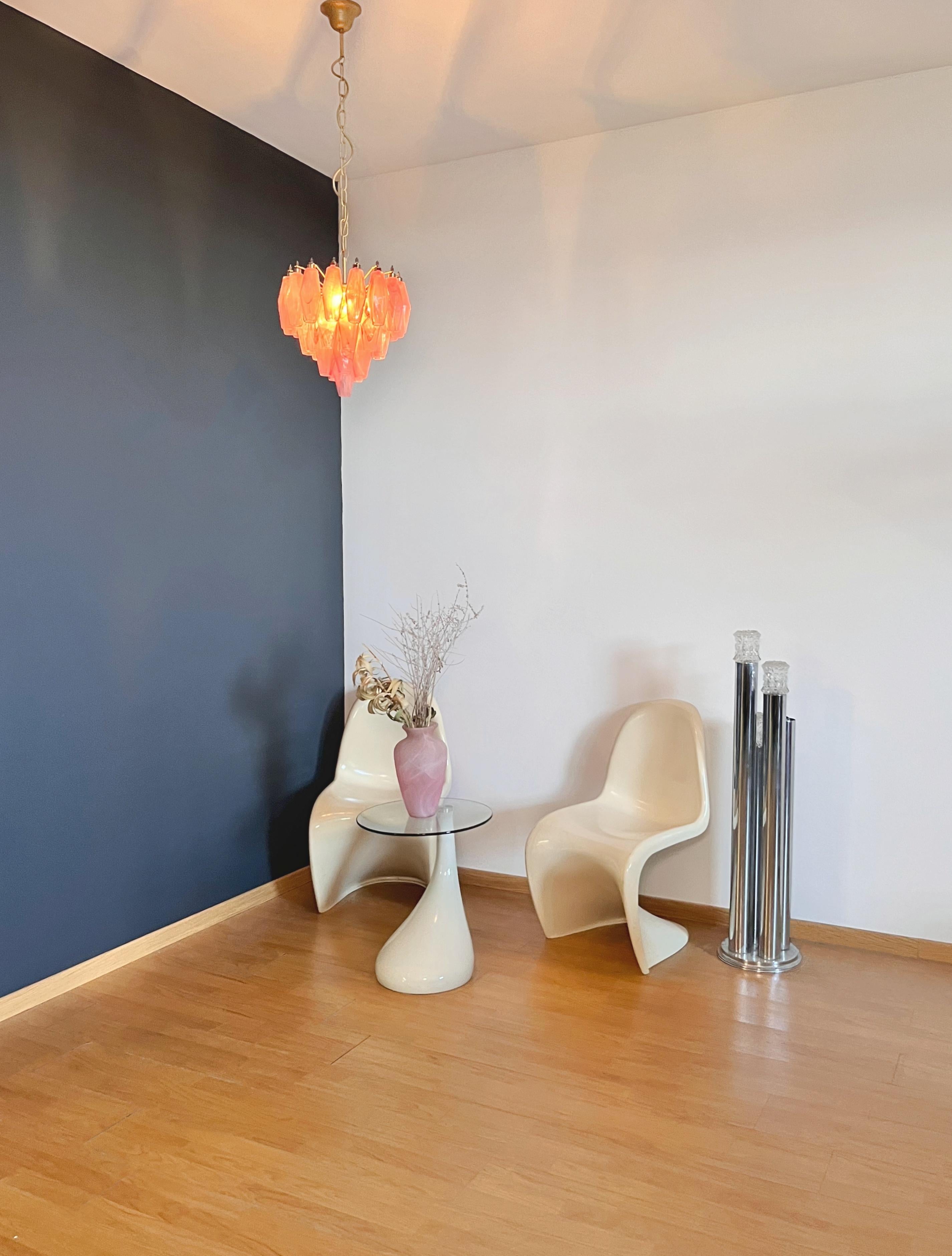 Elegant Murano alabaster pink Poliedri Chandelier - Carlo Scarpa design in vendita 3