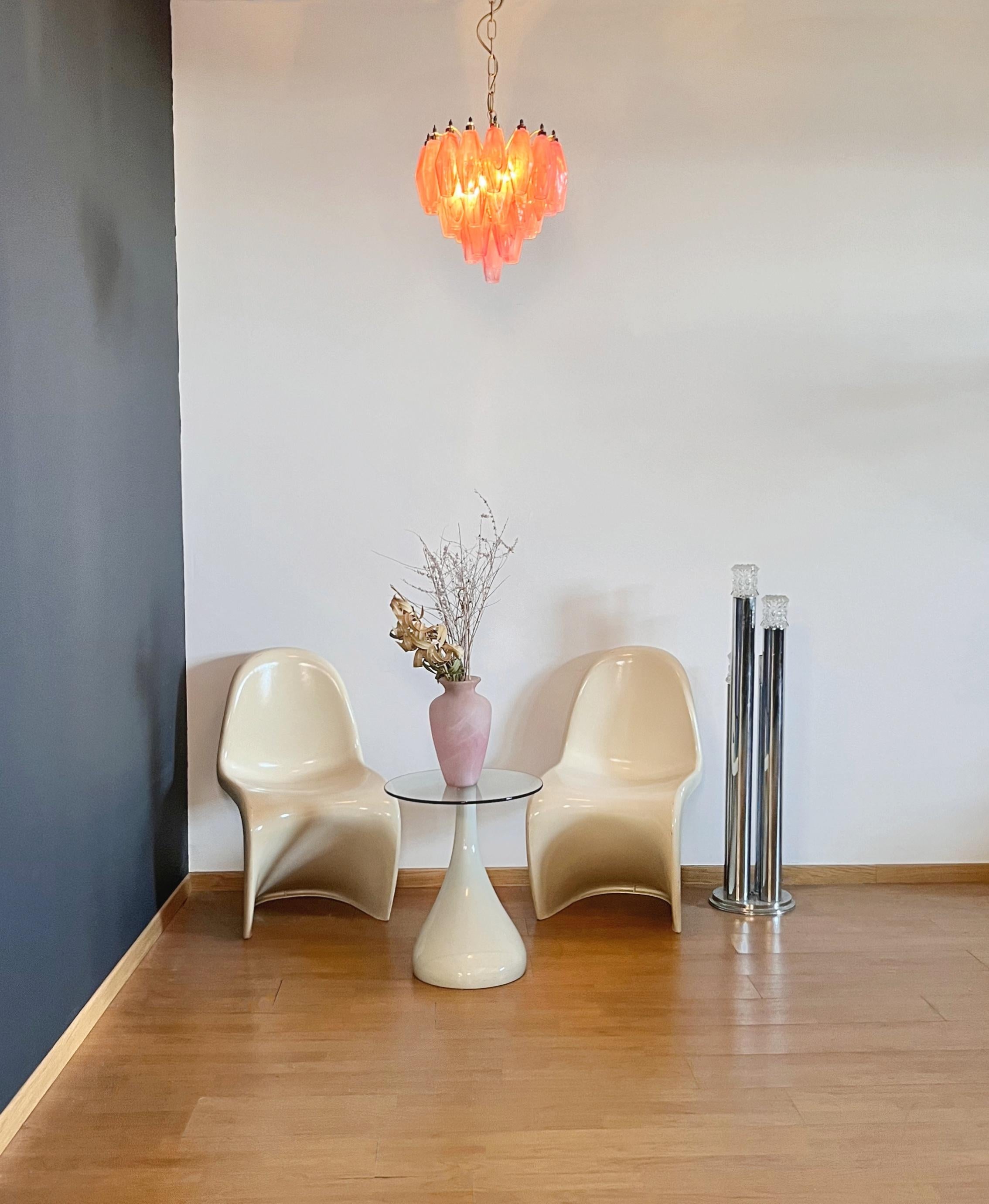 Elegant Murano alabaster pink Poliedri Chandelier - Carlo Scarpa design in vendita 4
