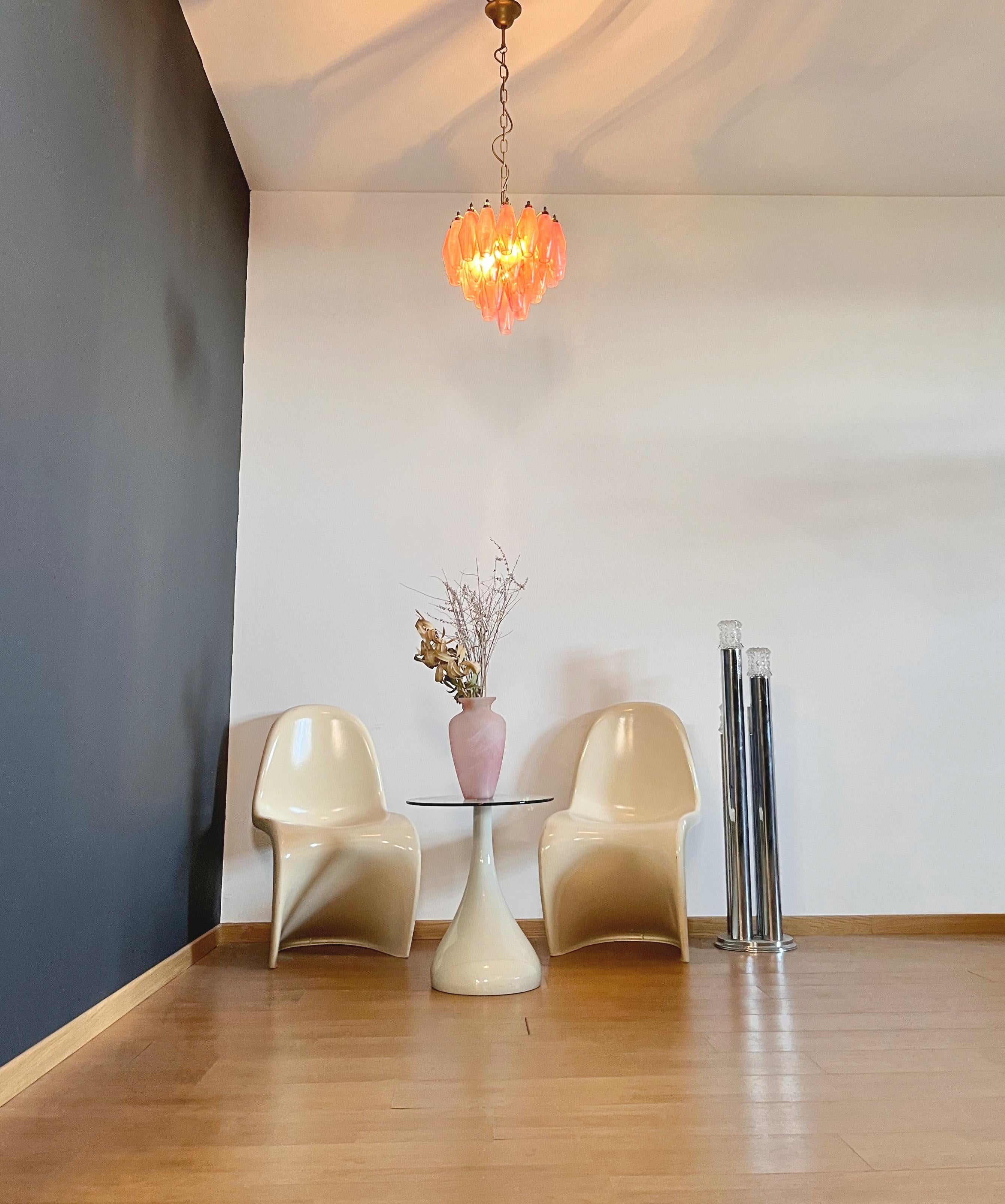 Elegant Murano alabaster pink Poliedri Chandelier - Carlo Scarpa design in vendita 5