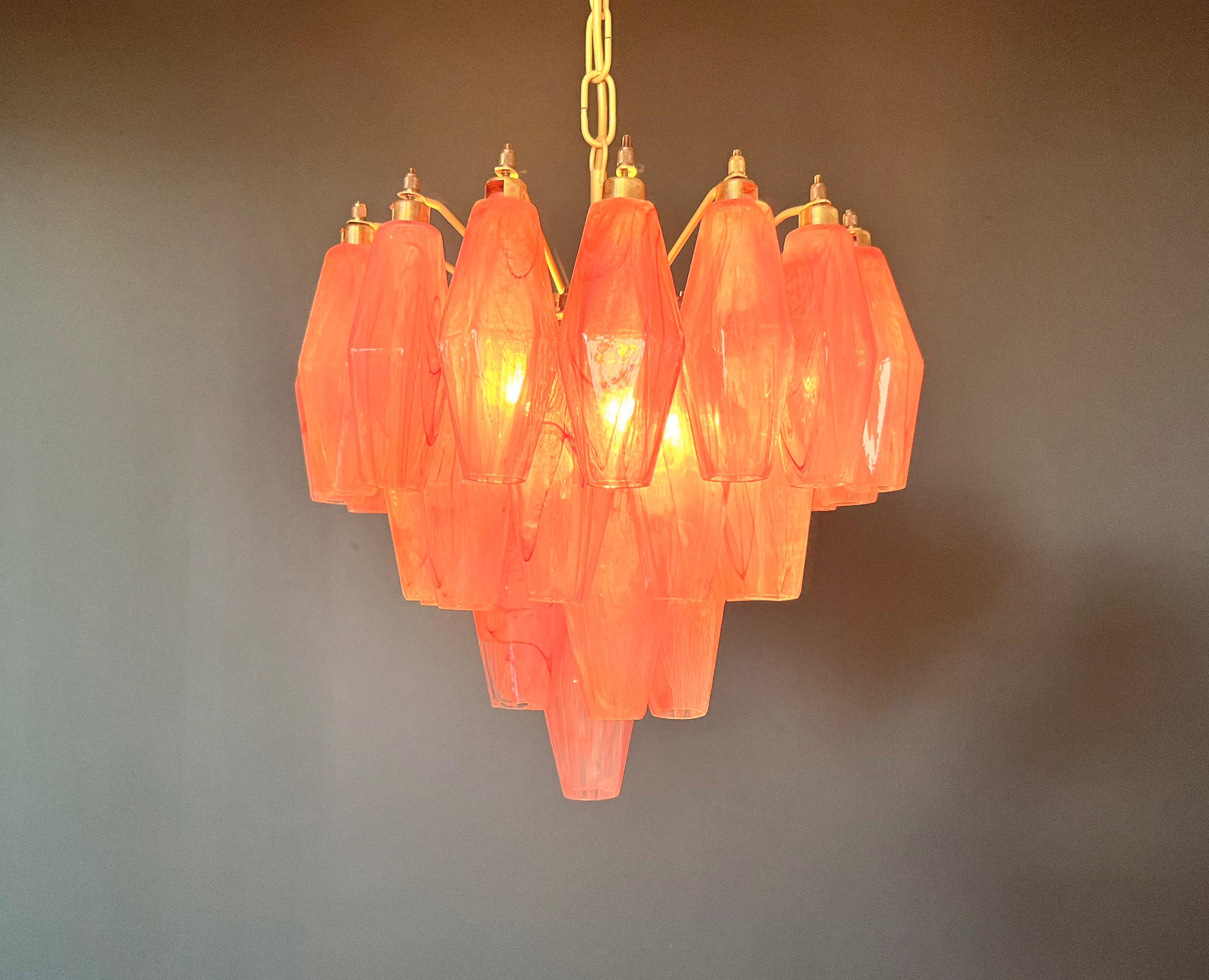 Elegant Murano alabaster pink Poliedri Chandelier - Carlo Scarpa design in vendita 6