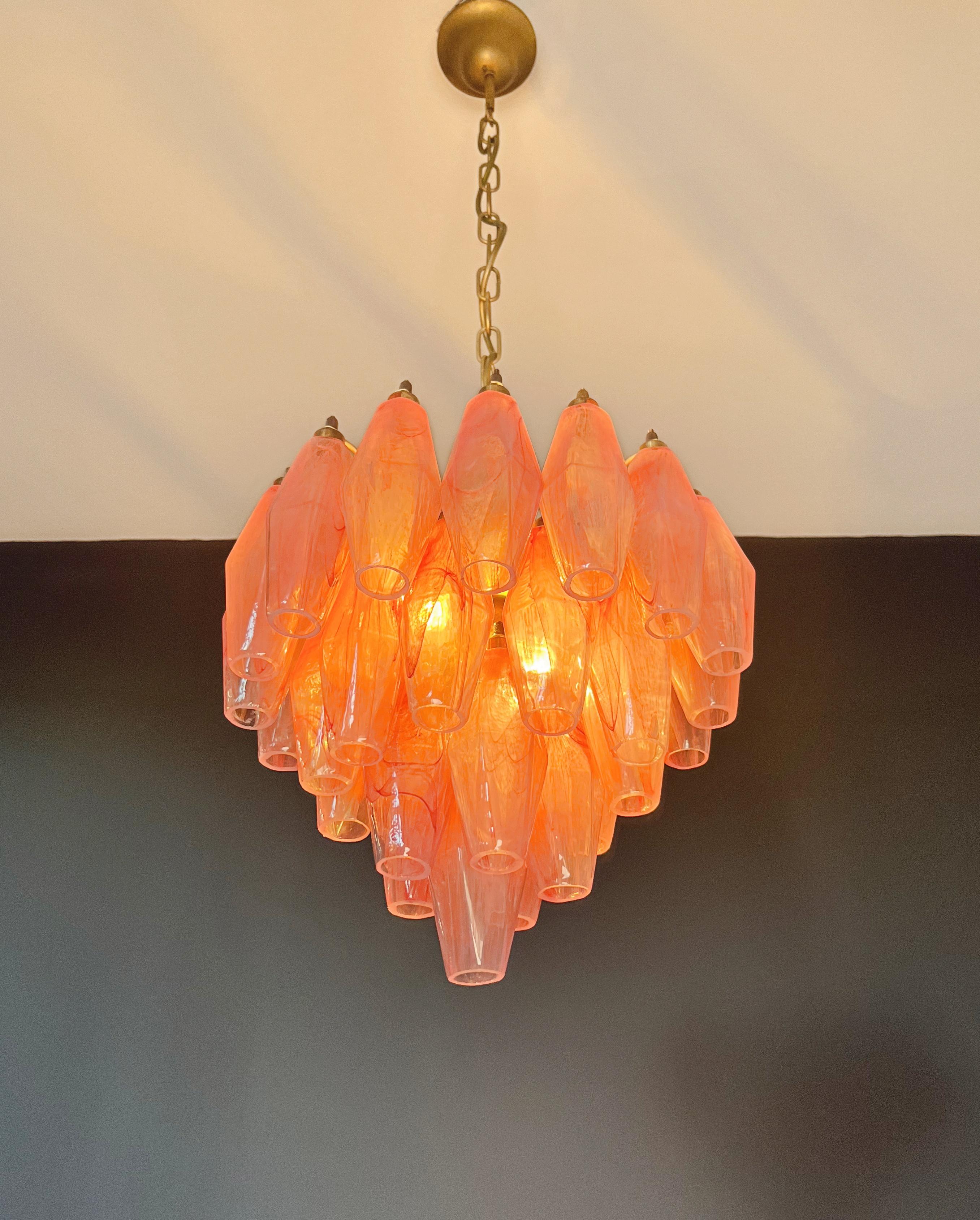 Elegant Murano alabaster pink Poliedri Chandelier - Carlo Scarpa design in vendita 8