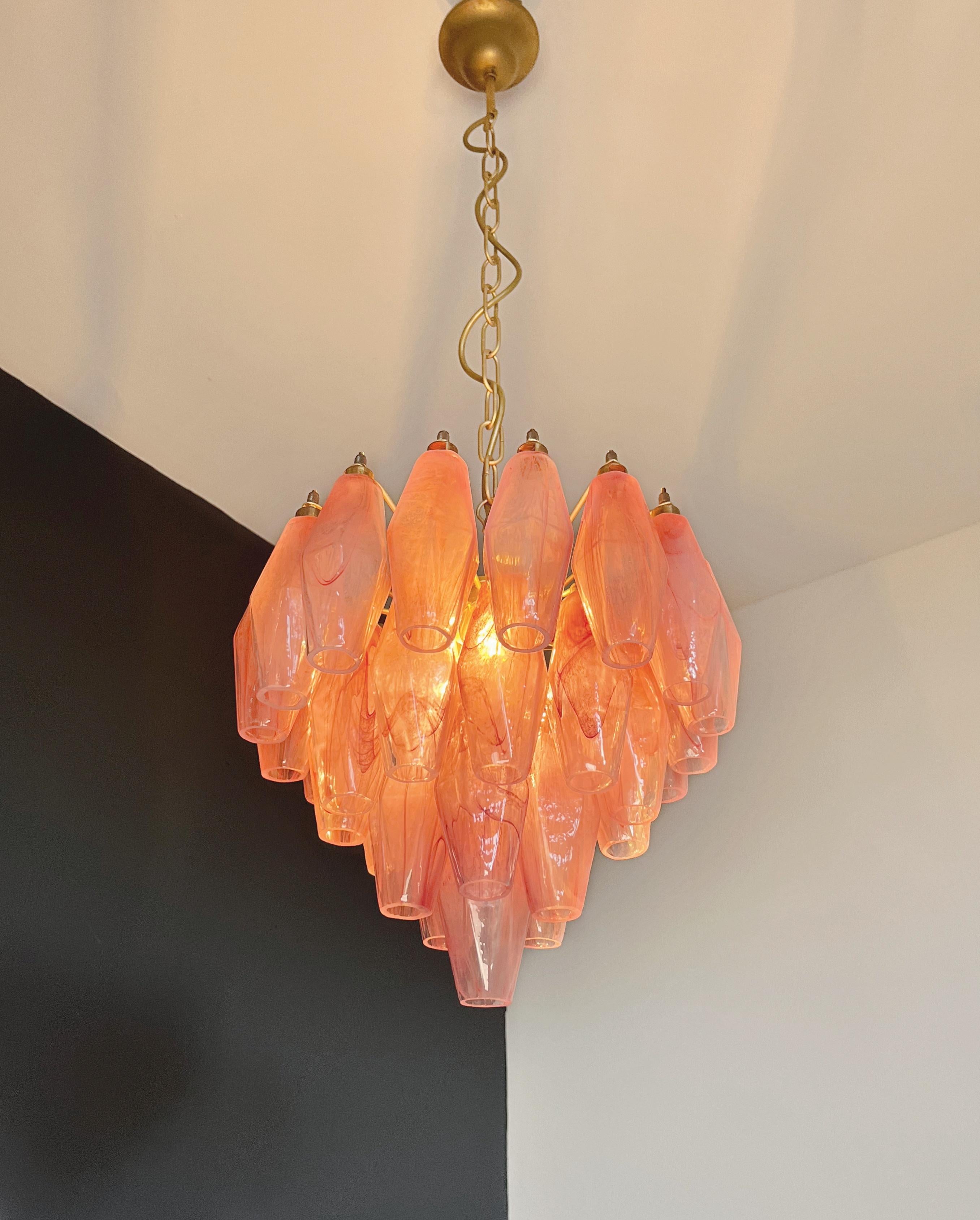 Elegant Murano alabaster pink Poliedri Chandelier - Carlo Scarpa design in vendita 9