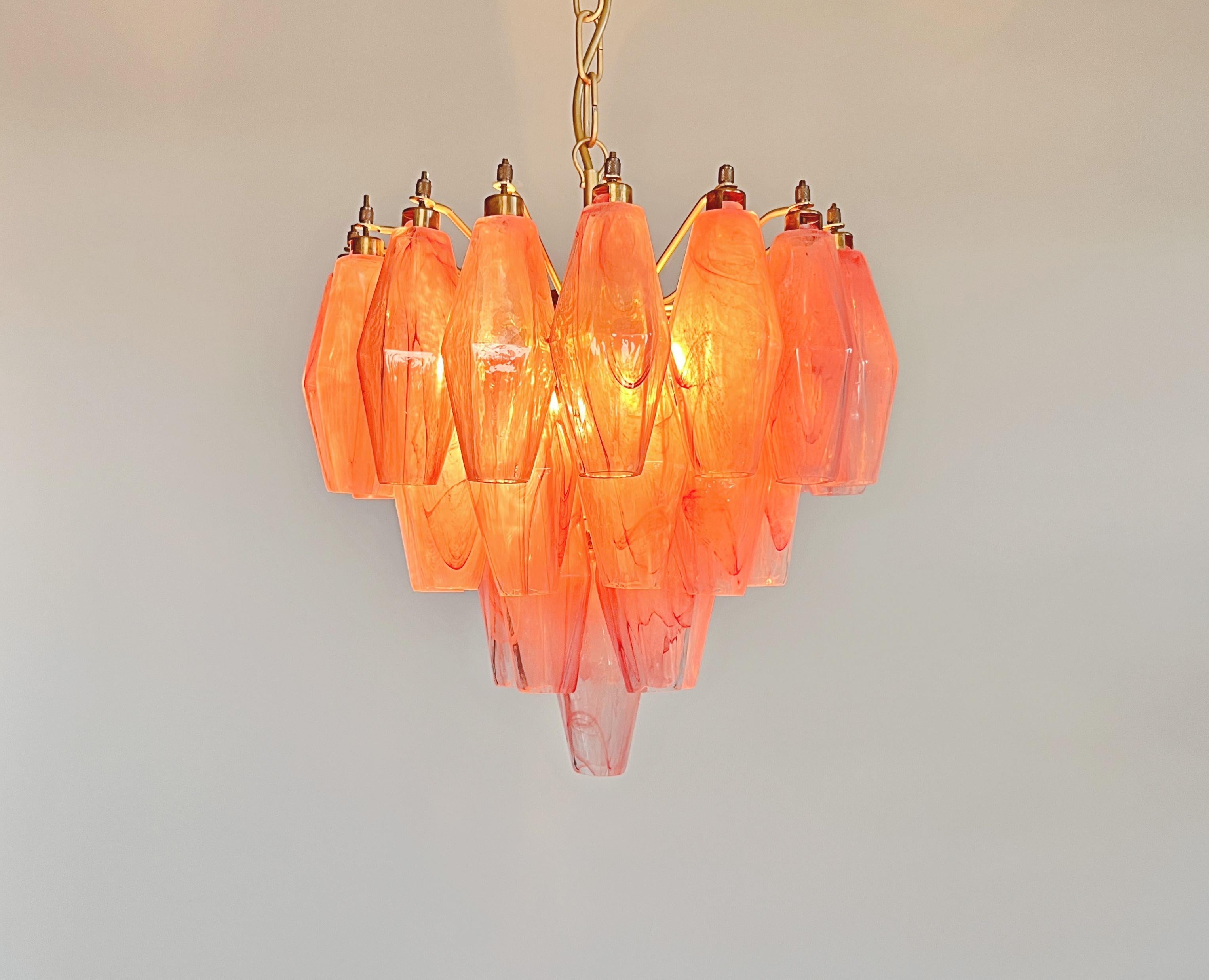 Elegant Murano alabaster pink Poliedri Chandelier - Carlo Scarpa design in vendita 10