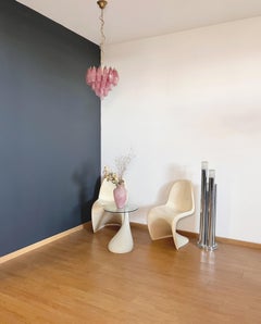Elegant Murano alabaster pink Poliedri Chandelier - Carlo Scarpa design