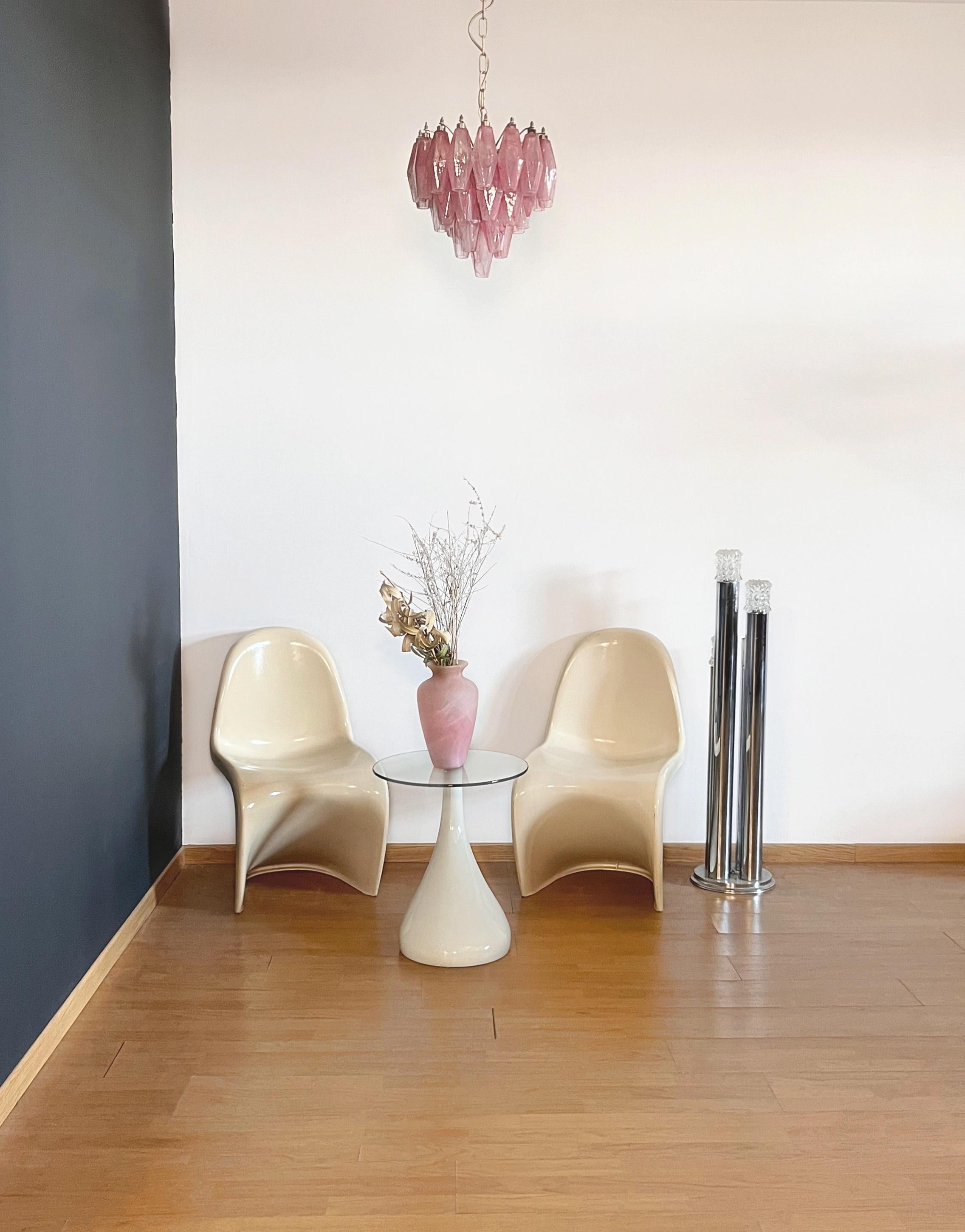 Mid-Century moderno Elegant Murano alabaster pink Poliedri Chandelier - Carlo Scarpa design in vendita
