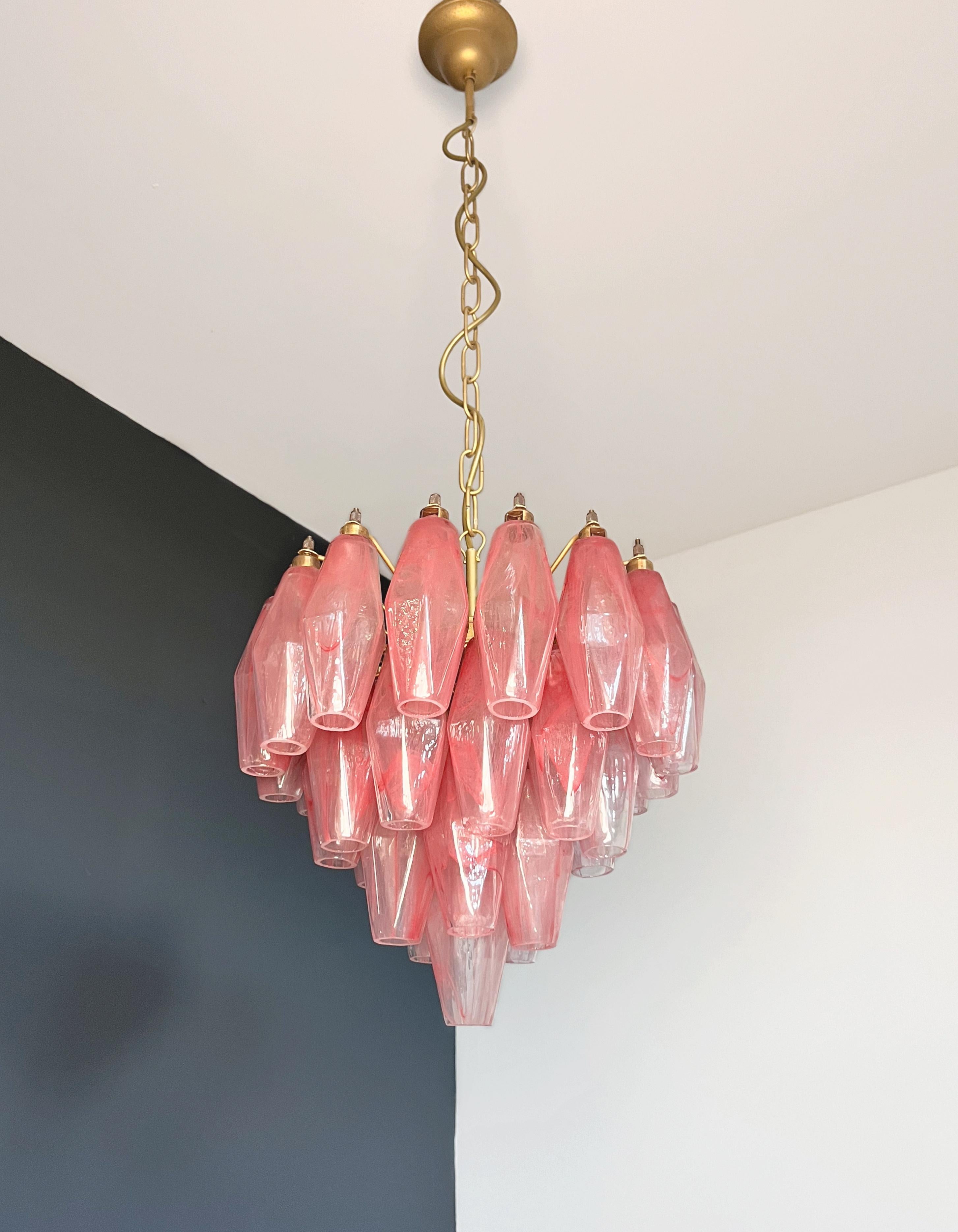 Vetro soffiato Elegant Murano alabaster pink Poliedri Chandelier - Carlo Scarpa design in vendita
