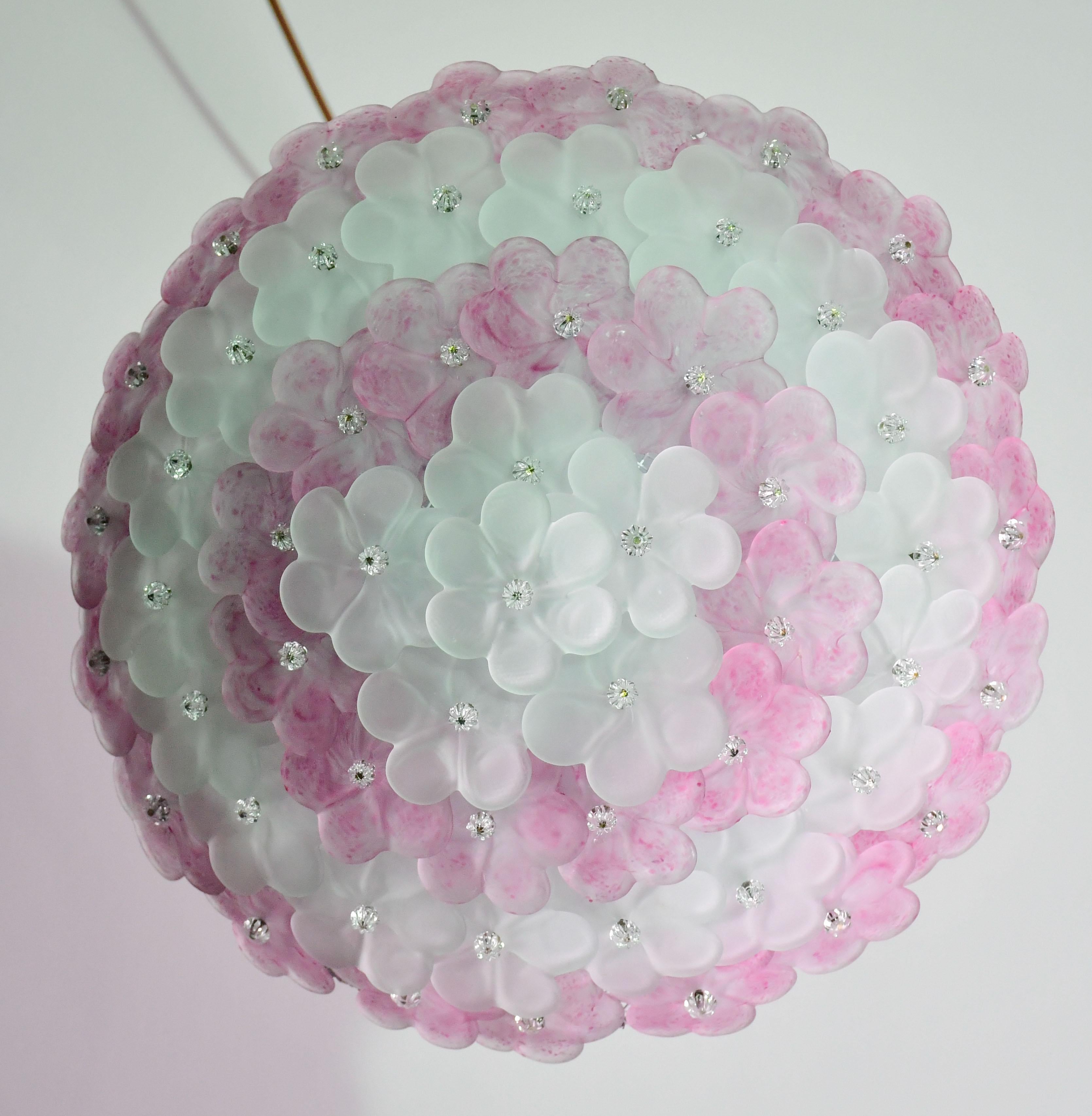 Elegant Murano Ceiling Light Pink Flower by Seguso for Venini, Italy im Angebot 7