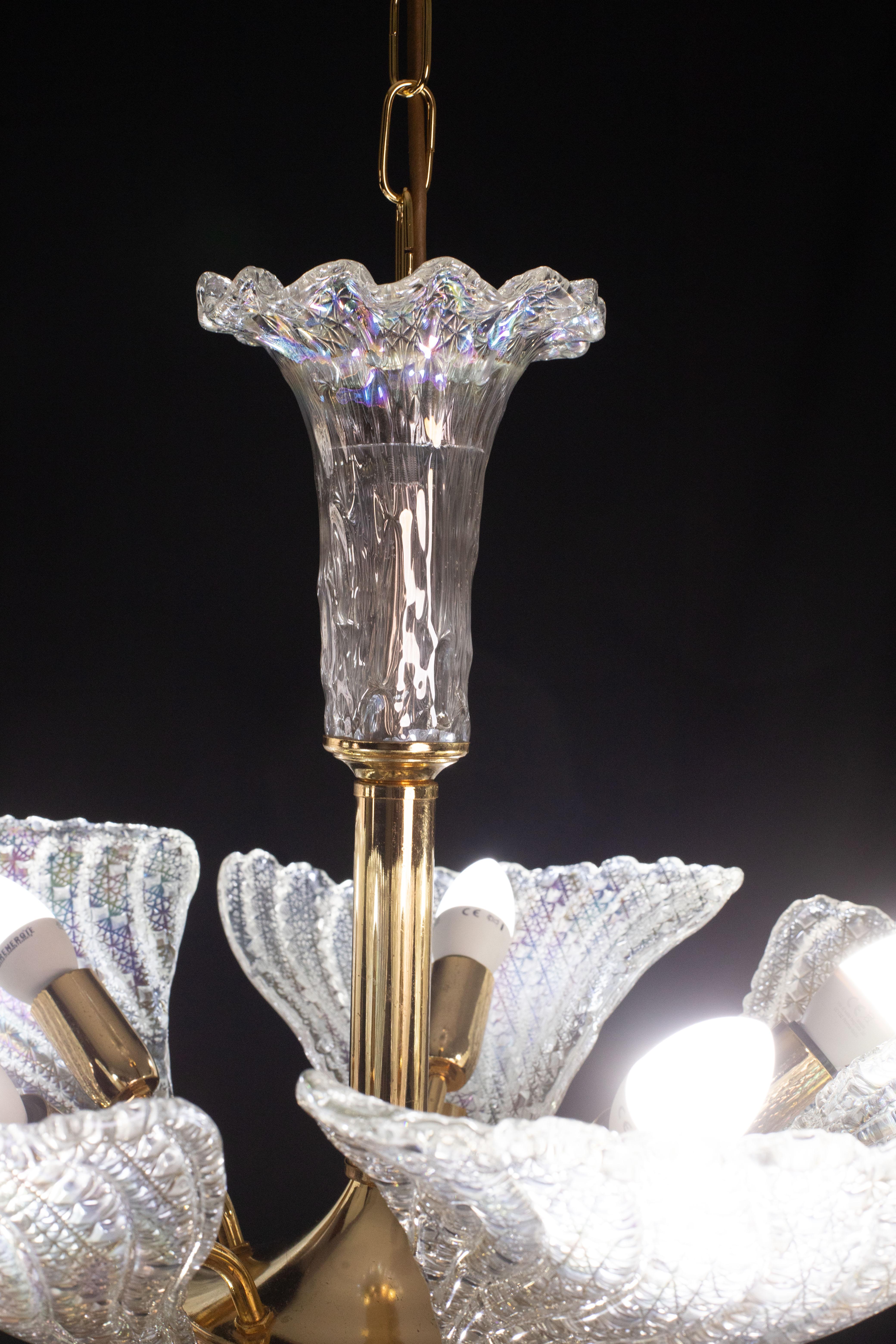 Eleganza del lampadario di Murano Foglie iridescenti in vendita 5