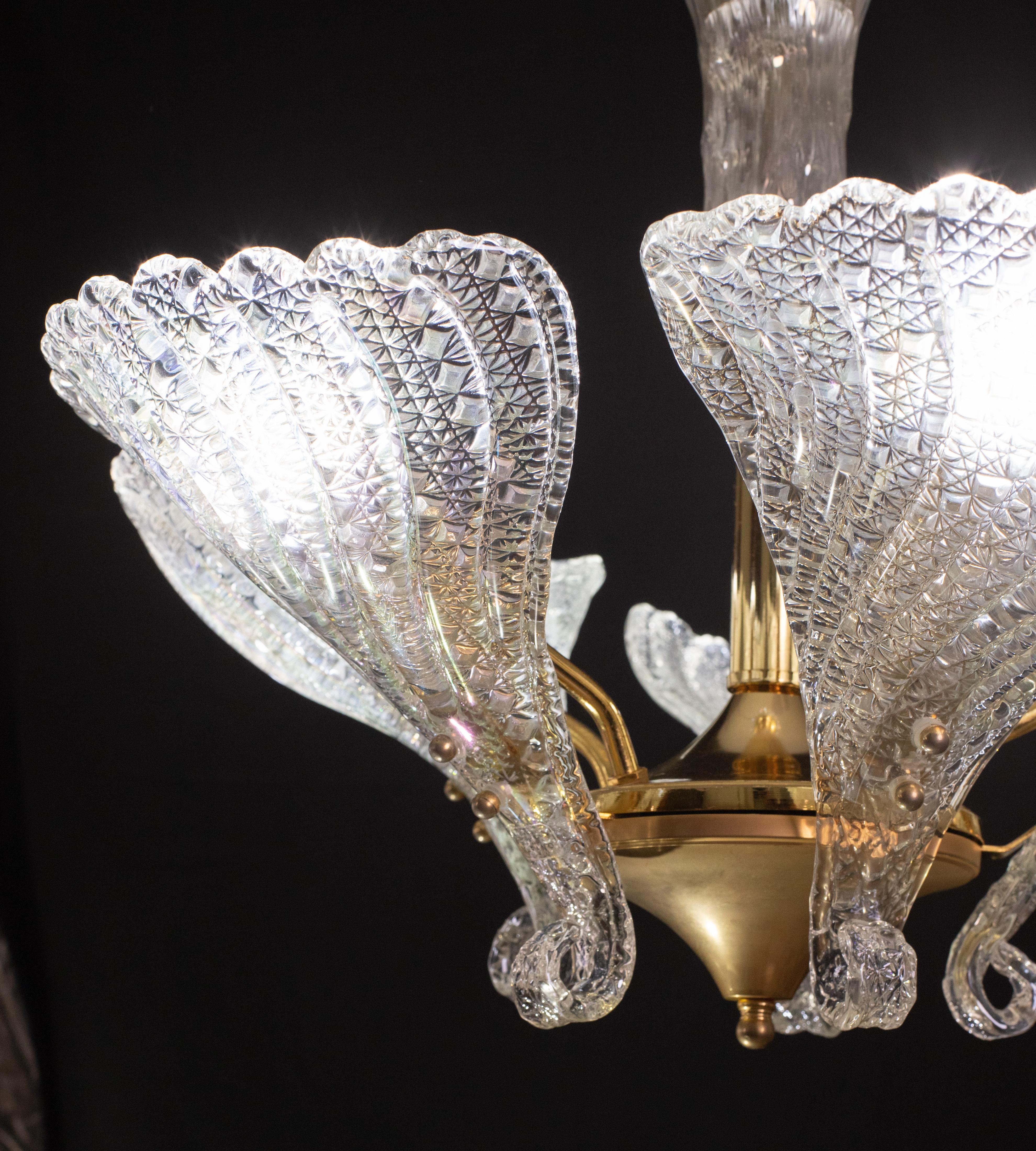Europeo Eleganza del lampadario di Murano Foglie iridescenti in vendita