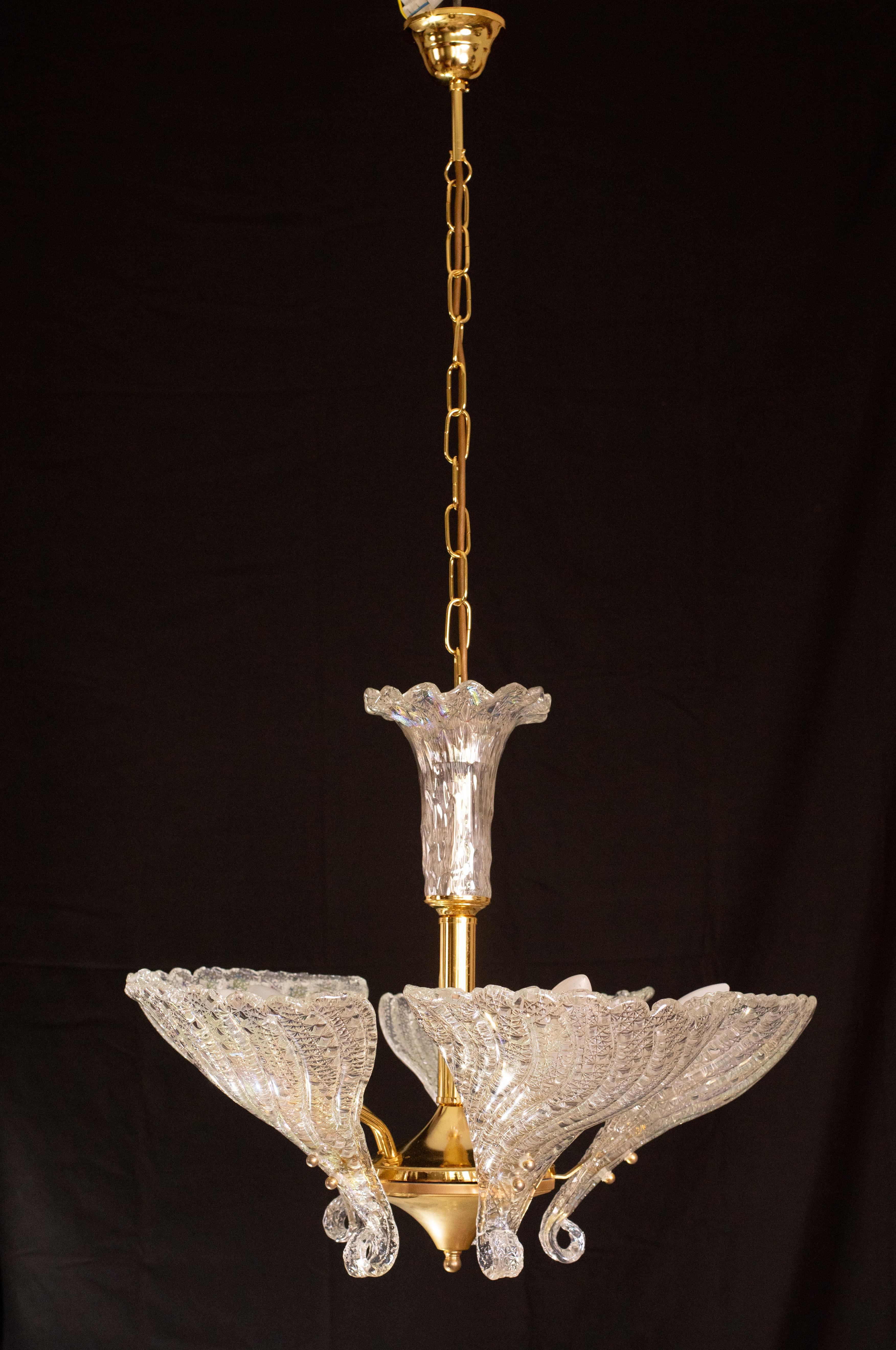Eleganza del lampadario di Murano Foglie iridescenti in vendita 1
