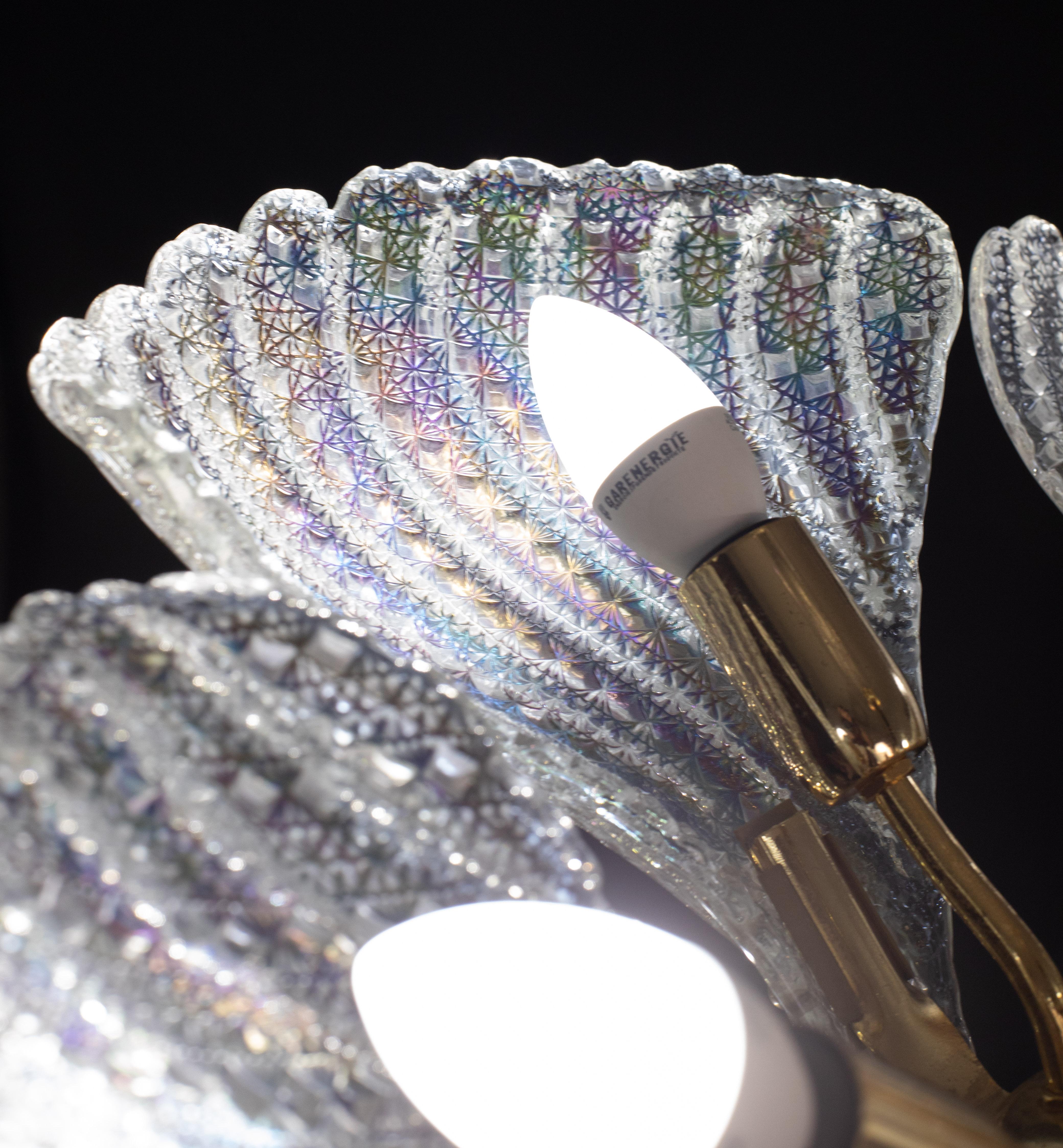 Eleganza del lampadario di Murano Foglie iridescenti in vendita 2
