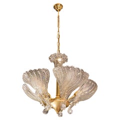 Elegant Murano Chandelier Iridescent Leaves