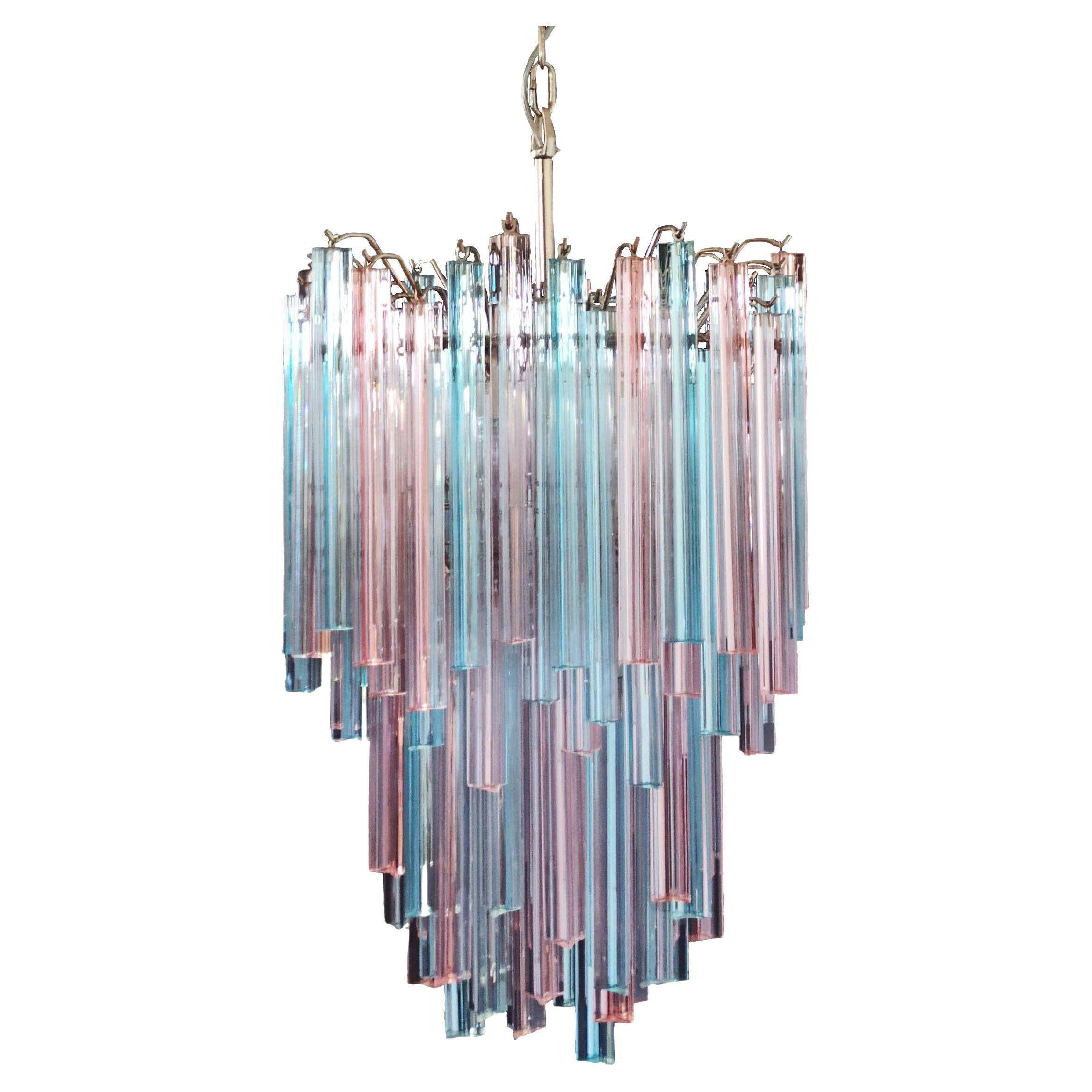 Elegant Murano chandelier triedri – 92 prism - multicolored glasses For Sale