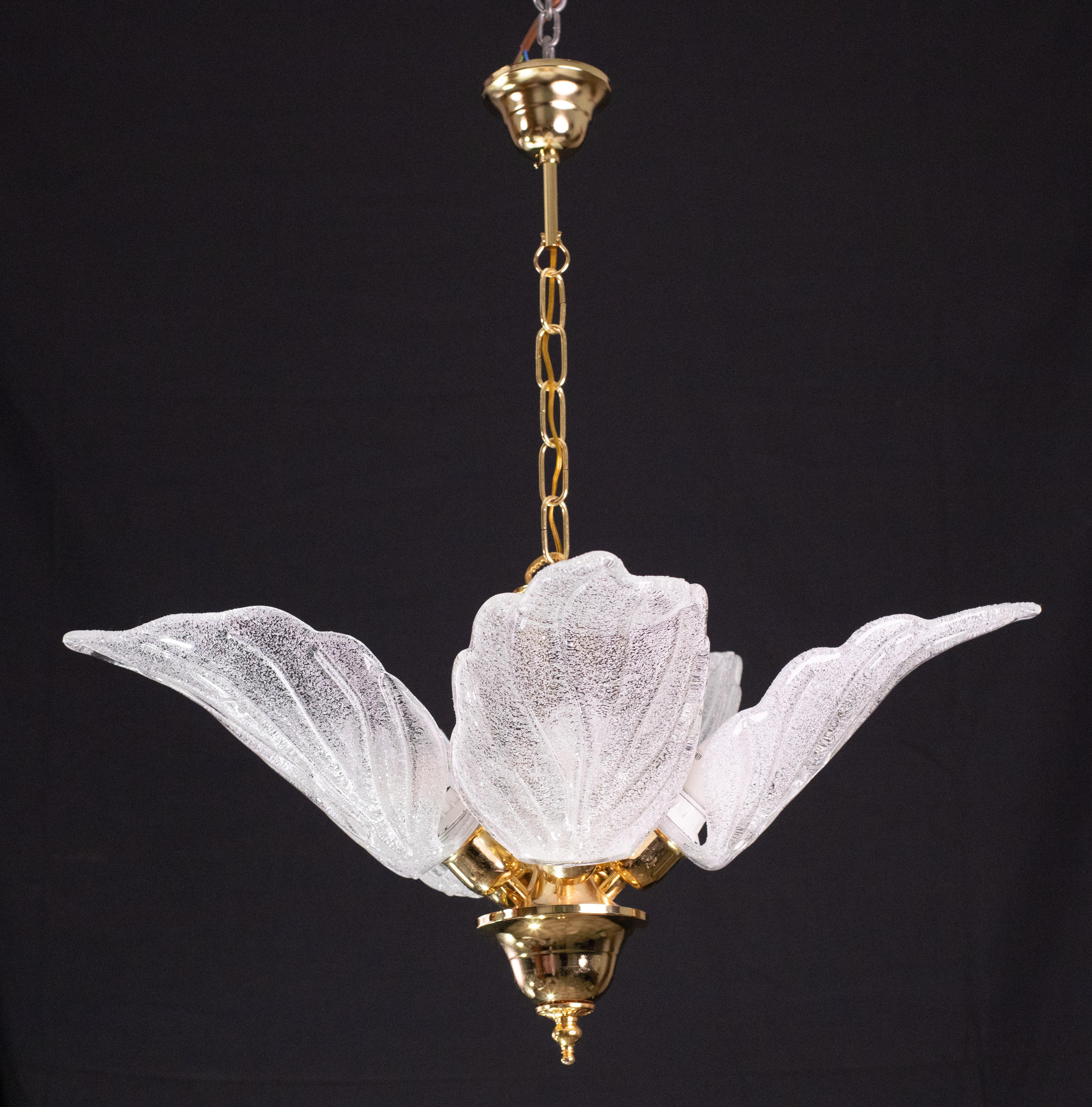 Eleganter Murano-Kronleuchter mit 5 Blättern in Gitter im Angebot 5