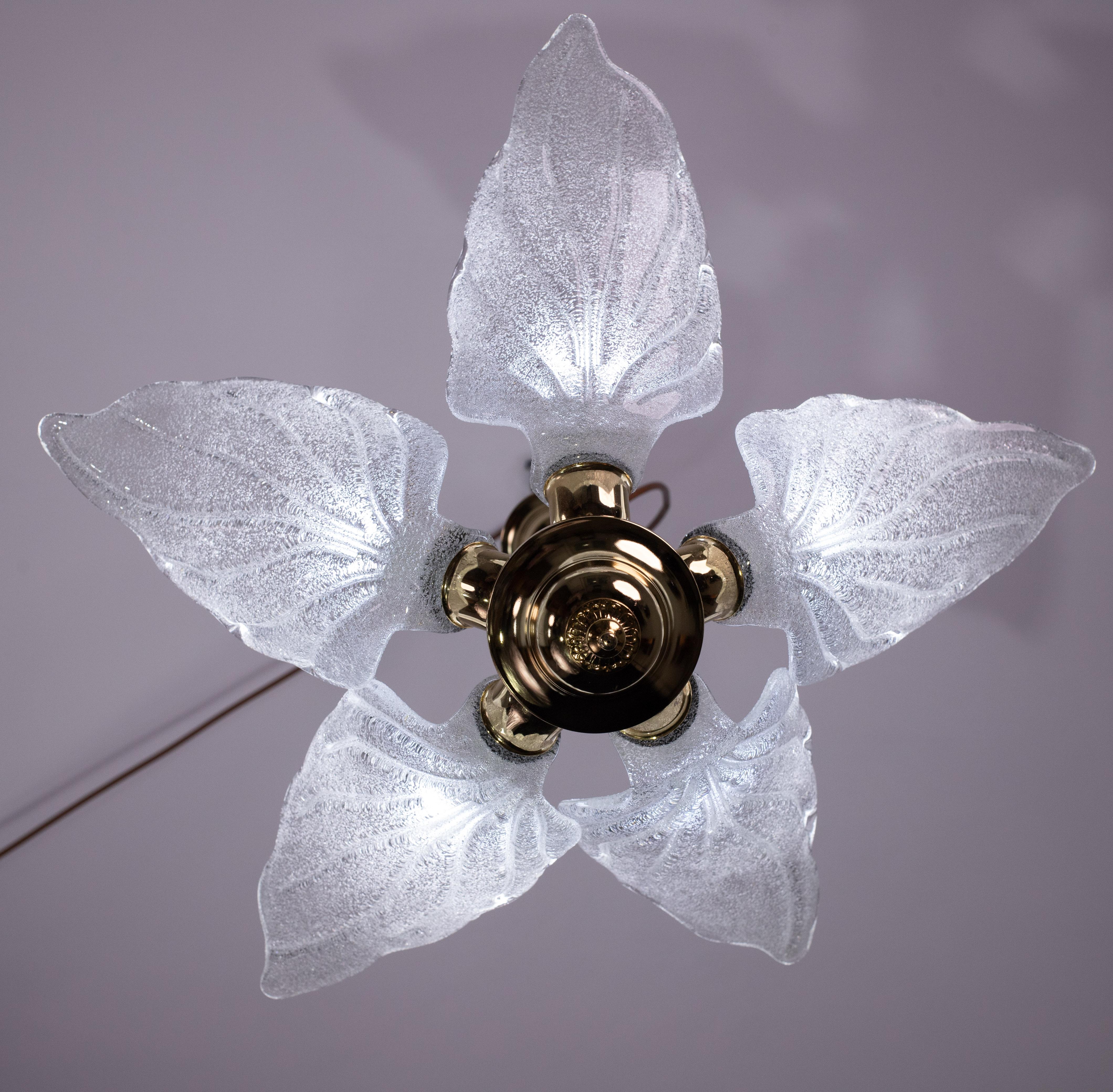 Eleganter Murano-Kronleuchter mit 5 Blättern in Gitter im Angebot 2