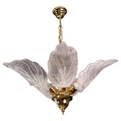 Elegant Murano Chandelier with 5 Leaves in Grit