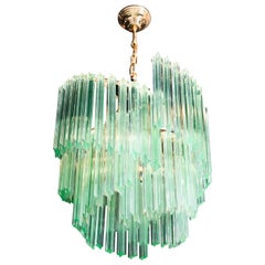 Elegant Murano Chandelier with Aqua Glass Prisms