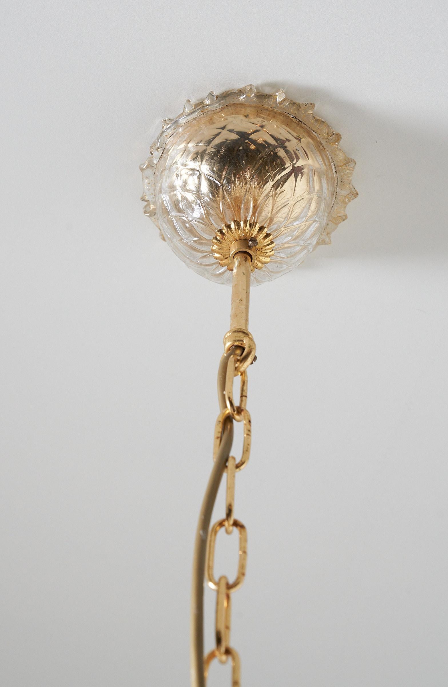 Elegante Araña de Murano con Oro y Flores en venta 5