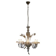 Elegant Murano Chandelier With Gold and Flowers
