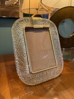 Eleganter Bilderrahmen aus klarem Murano-Glas mit goldenen Sprenkeln, Italien, 1990er–2000er Jahre