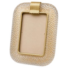 Eleganter Bilderrahmen aus klarem Murano-Glas mit goldenen Sprenkeln, Italien, 1990er–2000er Jahre
