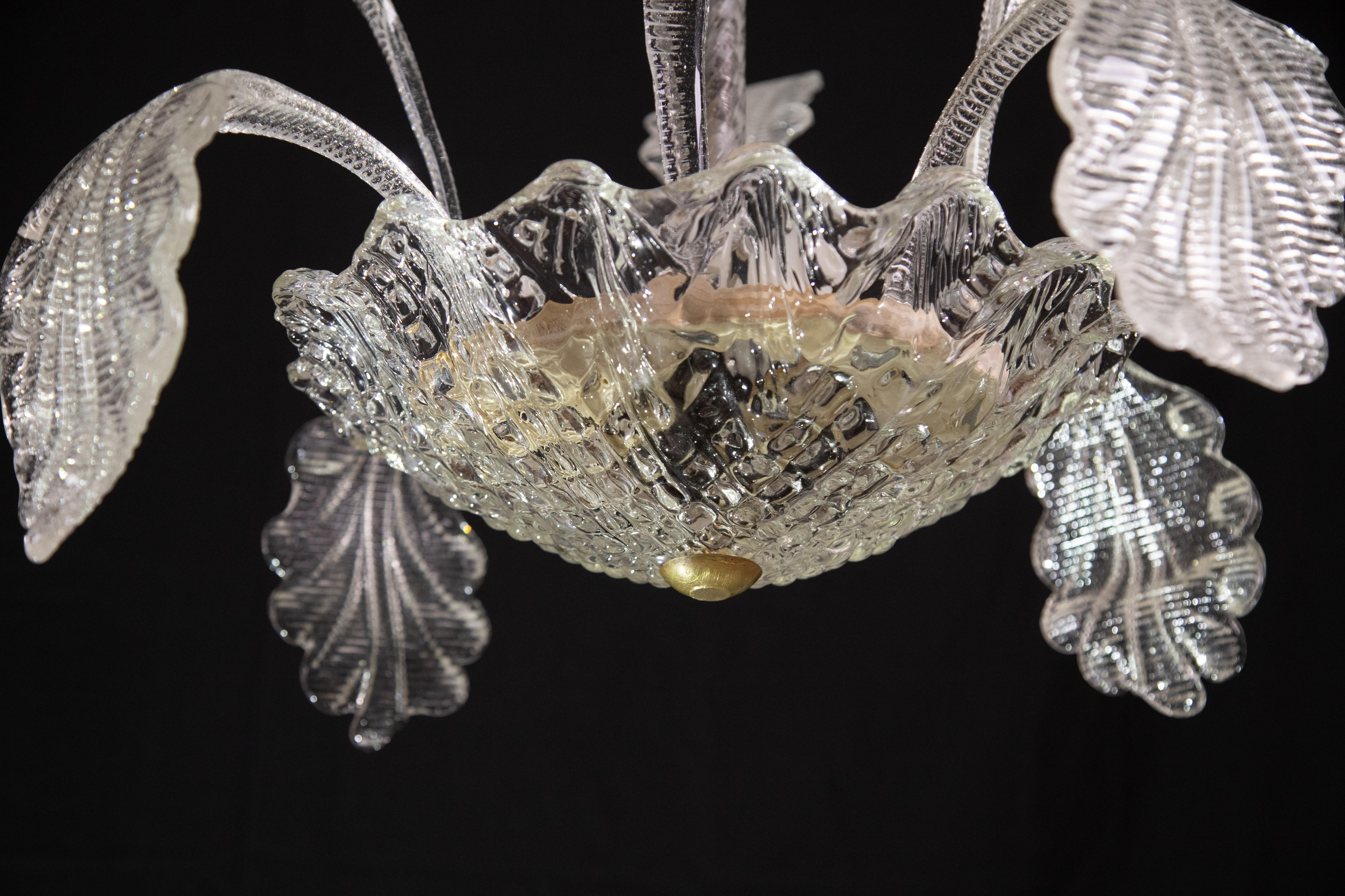Elegant Murano Deco Chandelier with leaves, 1950 For Sale 5